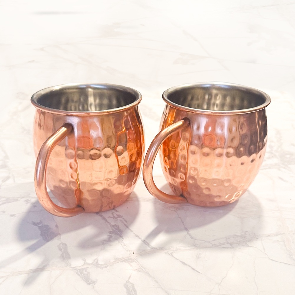 Hammered Copper Mugs (2 pc)